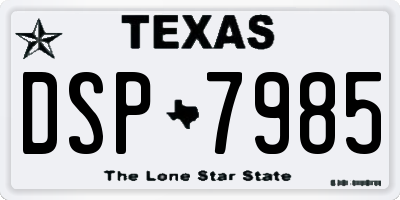 TX license plate DSP7985