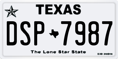 TX license plate DSP7987