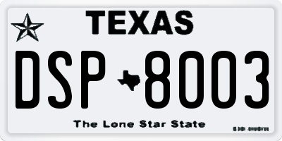 TX license plate DSP8003