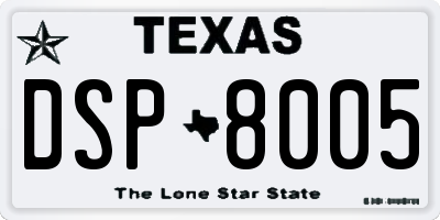 TX license plate DSP8005