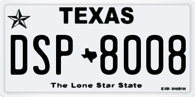 TX license plate DSP8008