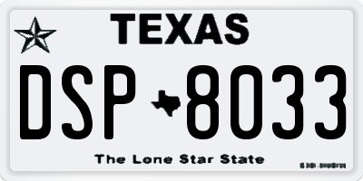 TX license plate DSP8033