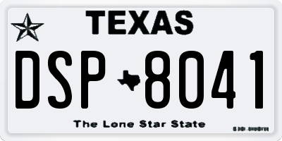 TX license plate DSP8041