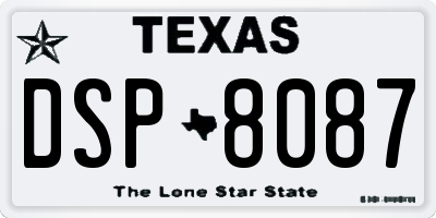 TX license plate DSP8087