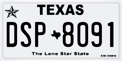TX license plate DSP8091