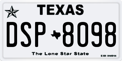 TX license plate DSP8098