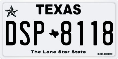 TX license plate DSP8118
