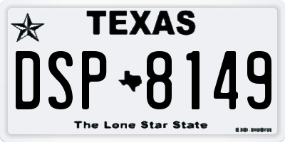 TX license plate DSP8149