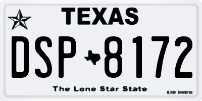 TX license plate DSP8172