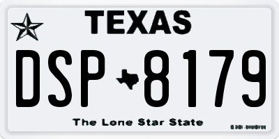 TX license plate DSP8179
