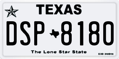 TX license plate DSP8180