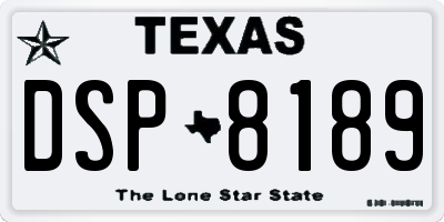 TX license plate DSP8189