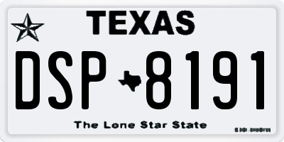 TX license plate DSP8191