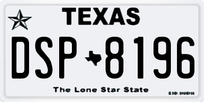 TX license plate DSP8196