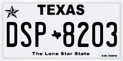 TX license plate DSP8203