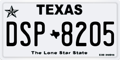 TX license plate DSP8205