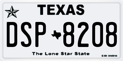 TX license plate DSP8208