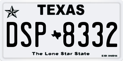 TX license plate DSP8332