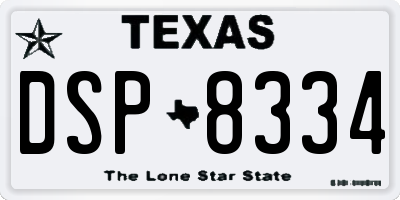 TX license plate DSP8334