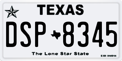 TX license plate DSP8345