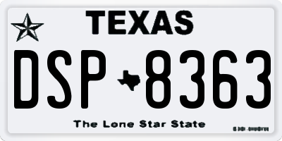 TX license plate DSP8363
