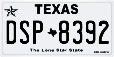 TX license plate DSP8392