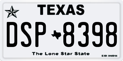 TX license plate DSP8398