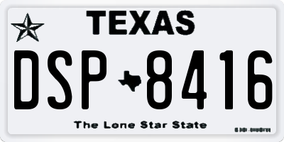 TX license plate DSP8416