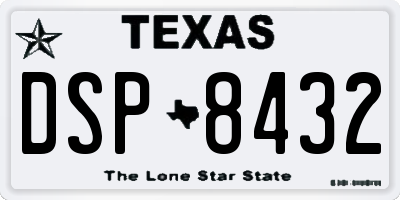 TX license plate DSP8432