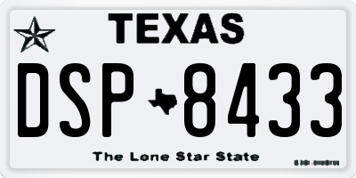 TX license plate DSP8433