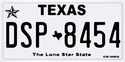 TX license plate DSP8454