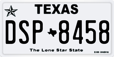 TX license plate DSP8458
