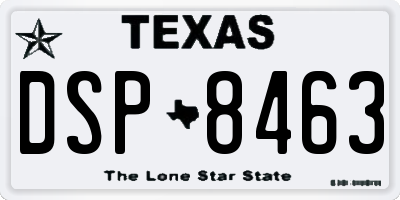 TX license plate DSP8463
