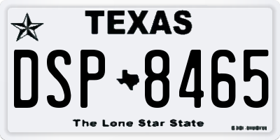 TX license plate DSP8465