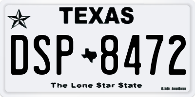 TX license plate DSP8472