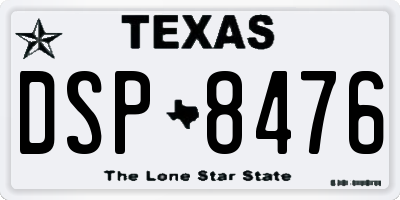 TX license plate DSP8476