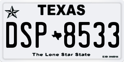 TX license plate DSP8533