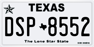 TX license plate DSP8552