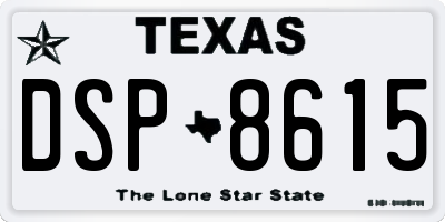 TX license plate DSP8615