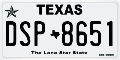 TX license plate DSP8651