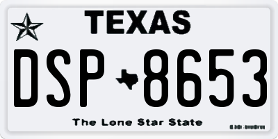 TX license plate DSP8653