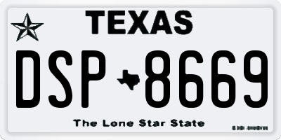 TX license plate DSP8669