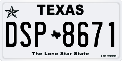 TX license plate DSP8671
