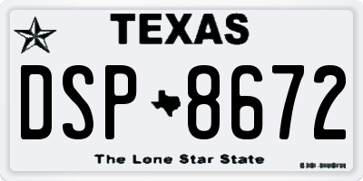 TX license plate DSP8672