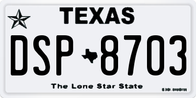 TX license plate DSP8703
