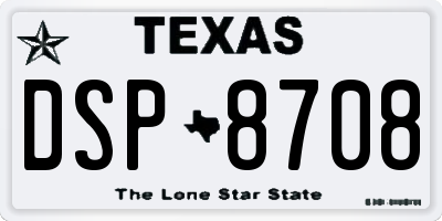 TX license plate DSP8708