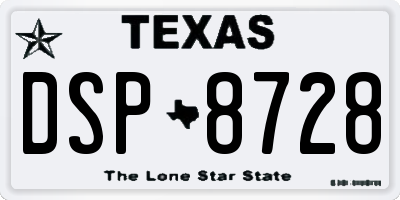 TX license plate DSP8728