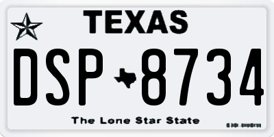 TX license plate DSP8734