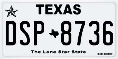 TX license plate DSP8736