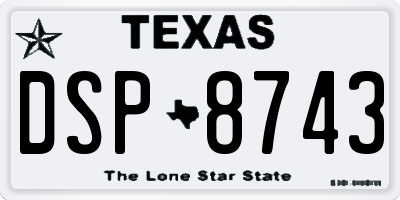 TX license plate DSP8743